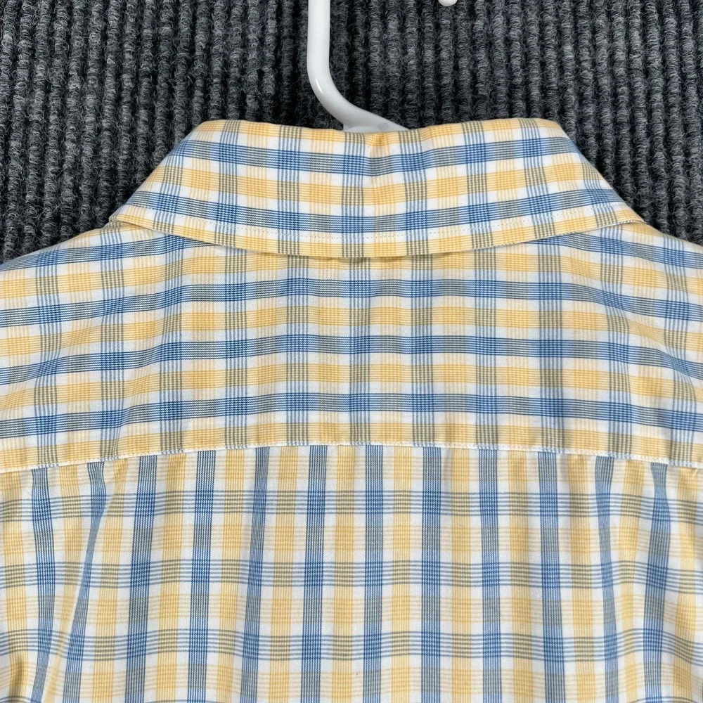 Banana Republic Shirt Mens Medium Yellow Blue Plaid‎ Button Up Tailored Fit